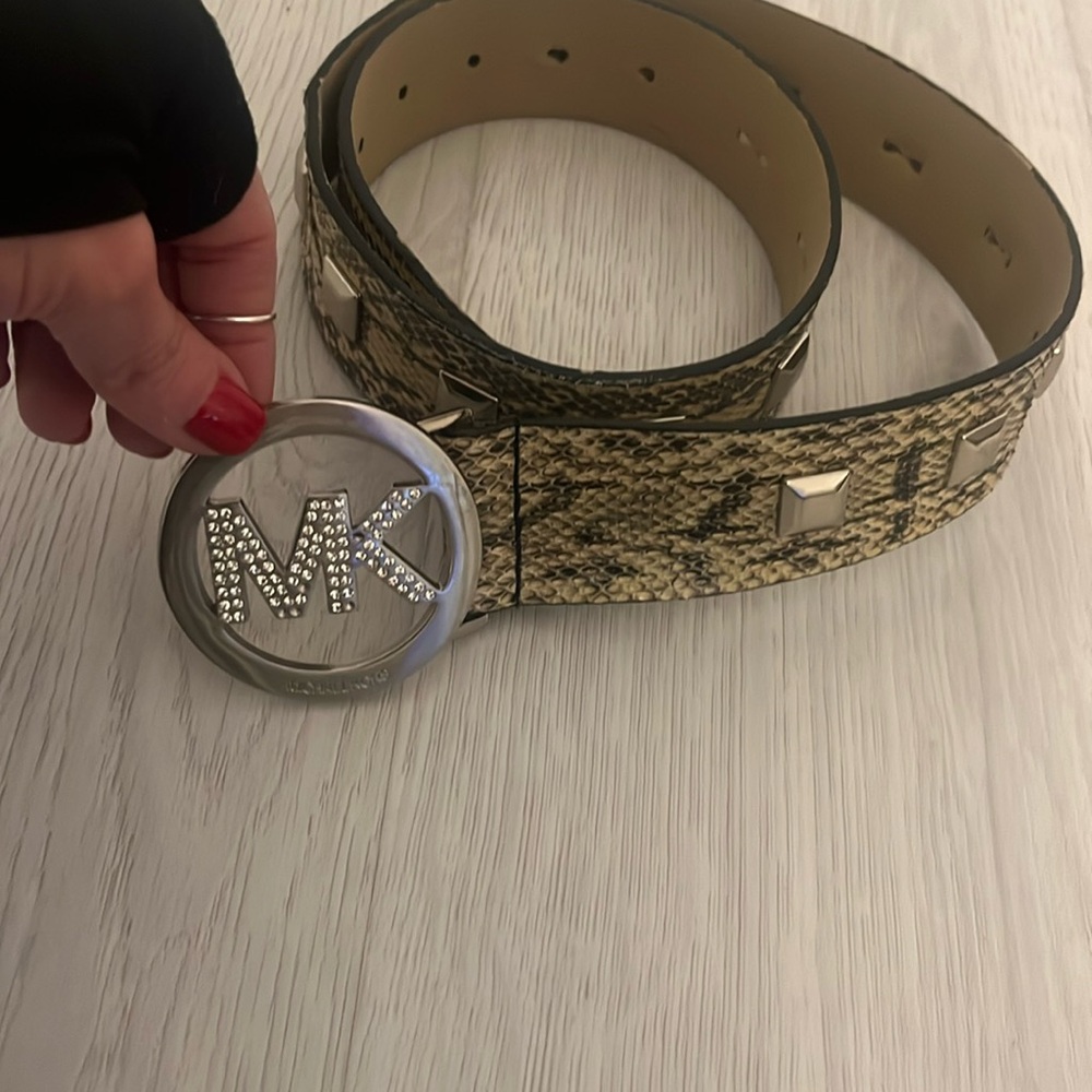 Michael Kors Snakeskin Studded Belt, Size Small